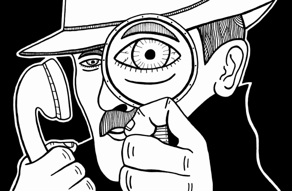 Picture of detective with magnifying glass